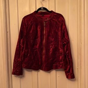 Torrid Burgundy Velvet Zip Jacket